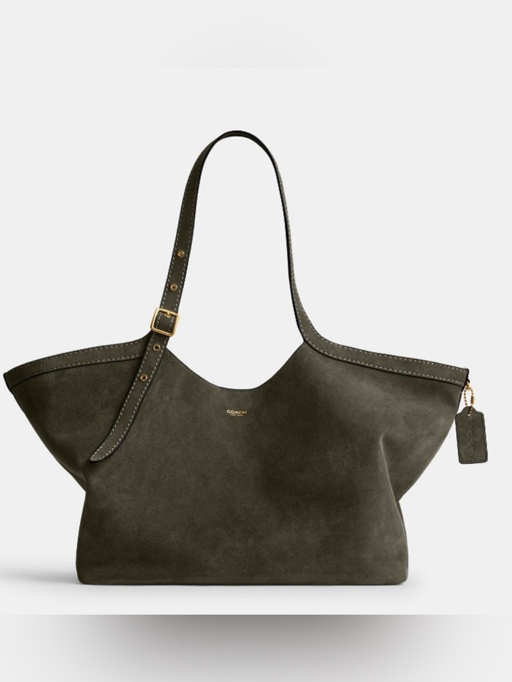 🤍New Coach Gramercy Tote in Olive Green Suede